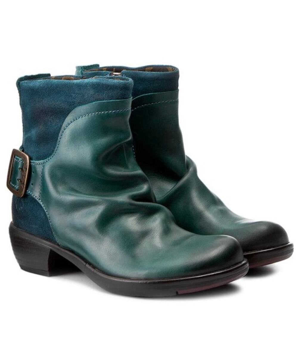 FLY LONDON Mel P141633028 Green Leather Boots Size 36